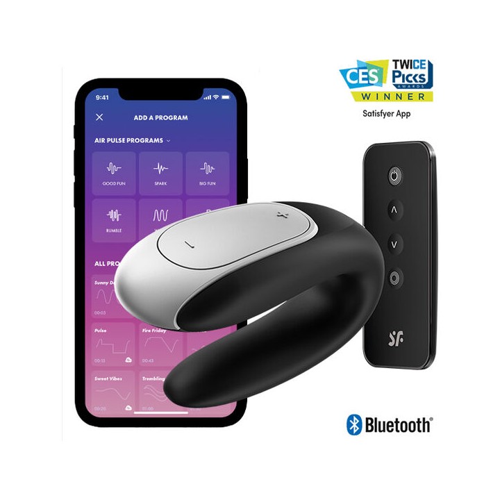 SATISFYER - DOUBLE FUN PARTNER VIBRATOR BLACK