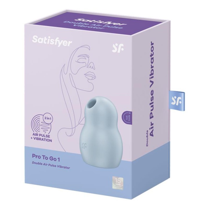 SATISFYER - PRO TO GO 1 DOUBLE AIR PULSE STIMULATOR & VIBRATOR BLUE