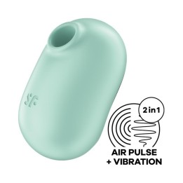 SATISFYER - PRO TO GO 2 DOUBLE AIR PULSE STIMULATOR & VIBRATOR GREEN