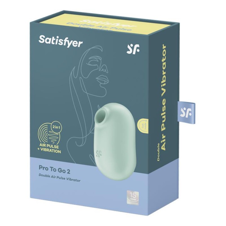 SATISFYER - PRO TO GO 2 DOUBLE AIR PULSE STIMULATOR & VIBRATOR GREEN