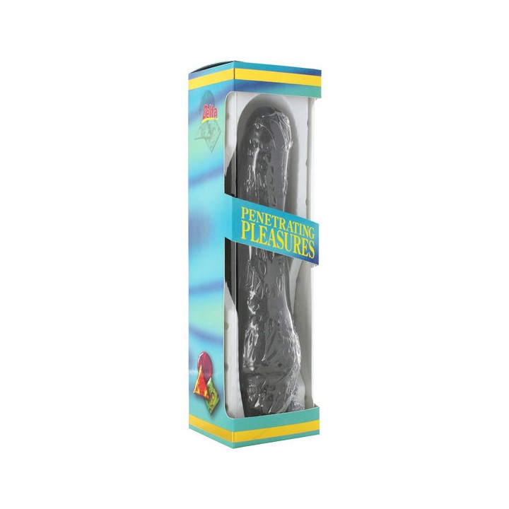 SEVEN CREATIONS - VINYL P-SHAPE VIBRATOR BLACK PENIS 20 CM