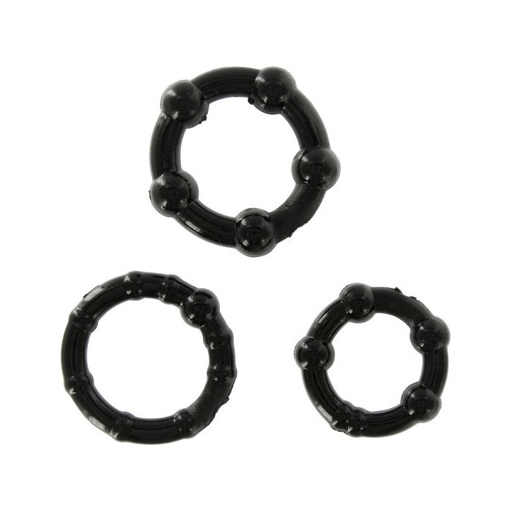 SEVEN CREATIONS - SET OF THREE BLACK PENIS RINGS