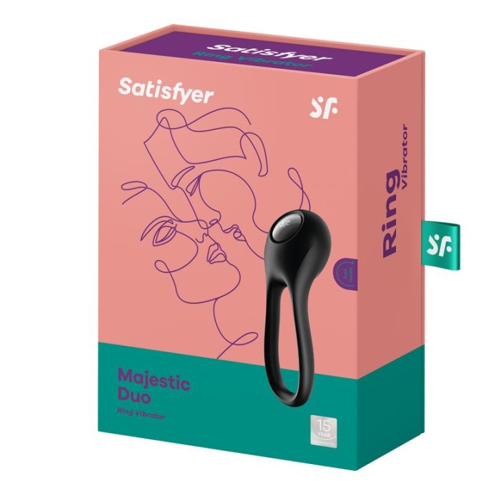 SATISFYER - MAJESTIC DUO RING VIBRATOR BLACK