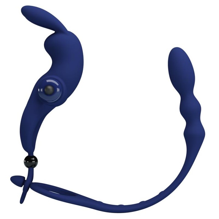 PRETTY LOVE - AYAD RABBIT VIBRATOR RING WITH PLUG BLUE