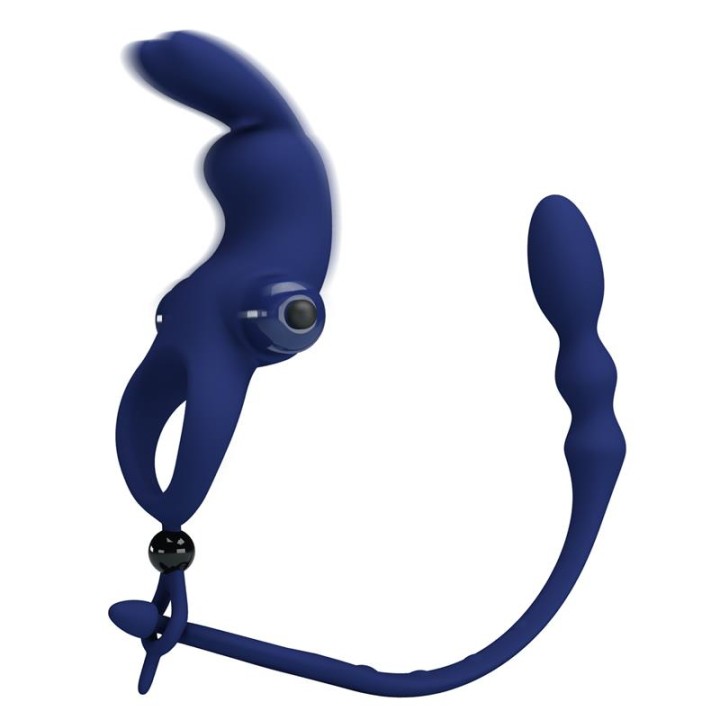 PRETTY LOVE - AYAD RABBIT VIBRATOR RING WITH PLUG BLUE