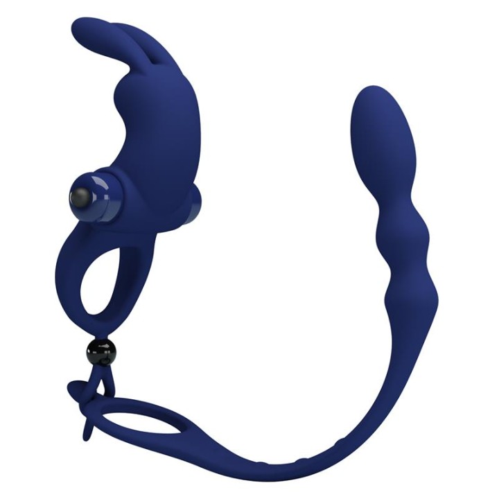 PRETTY LOVE - AYAD RABBIT VIBRATOR RING WITH PLUG BLUE
