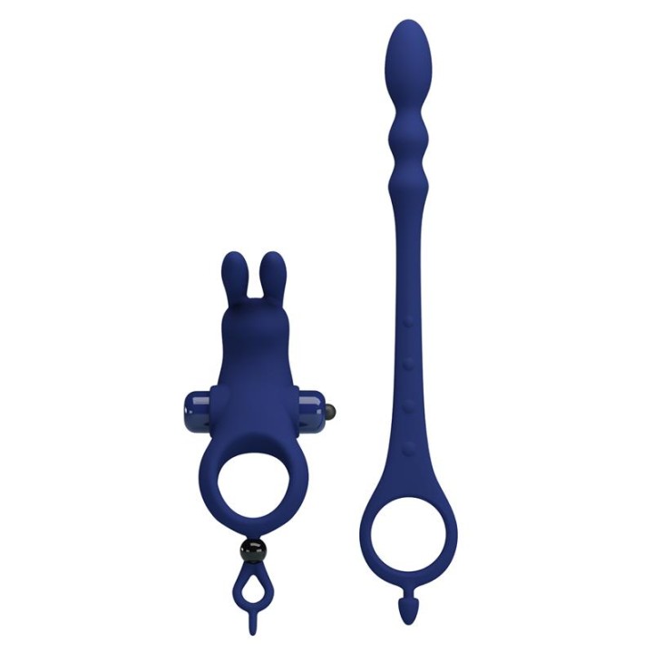 PRETTY LOVE - AYAD RABBIT VIBRATOR RING WITH PLUG BLUE
