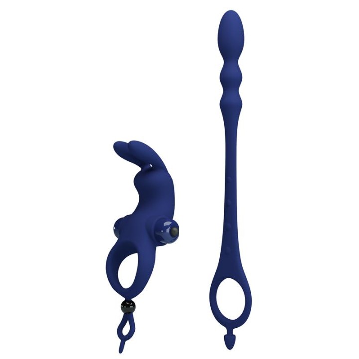 PRETTY LOVE - AYAD RABBIT VIBRATOR RING WITH PLUG BLUE
