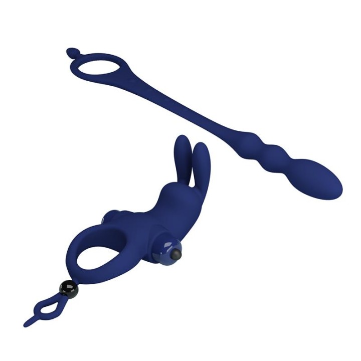 PRETTY LOVE - AYAD RABBIT VIBRATOR RING WITH PLUG BLUE