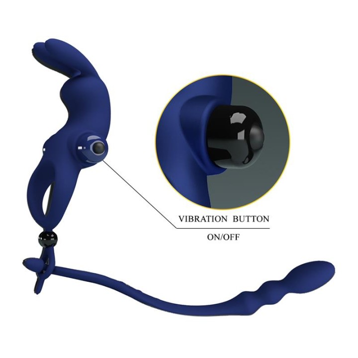 PRETTY LOVE - AYAD RABBIT VIBRATOR RING WITH PLUG BLUE
