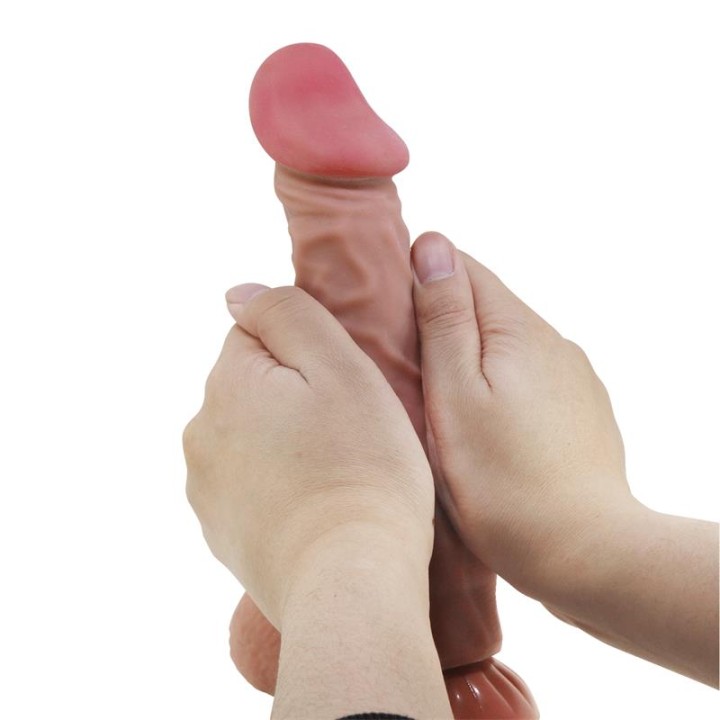 PRETTY LOVE - SLIDING SKIN SERIES REALISTIC DILDO WITH SLIDING SKIN SUCTION CUP BROWN 24 CM