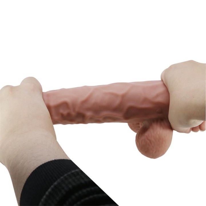 PRETTY LOVE - SLIDING SKIN SERIES REALISTIC DILDO WITH SLIDING SKIN SUCTION CUP BROWN 24 CM