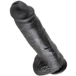 KING COCK - DILDO BLACK WITH BALLS 28 CM