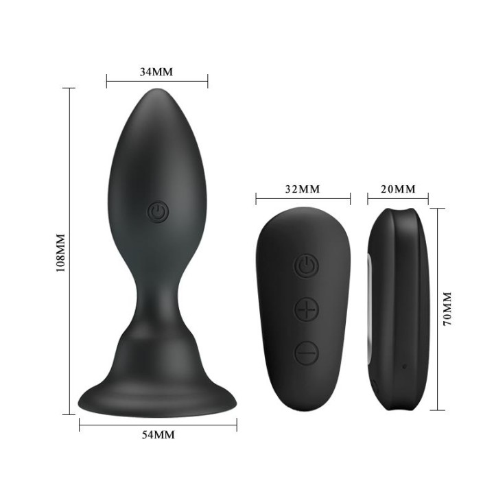 MR PLAY - ANAL PLUG WITH VIBRATION BLACK REMOTE CONTROL
