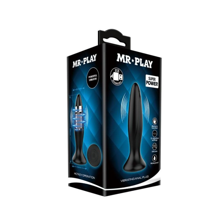 MR PLAY - RECHARGEABLE BLACK VIBRATOR ANAL PLUG