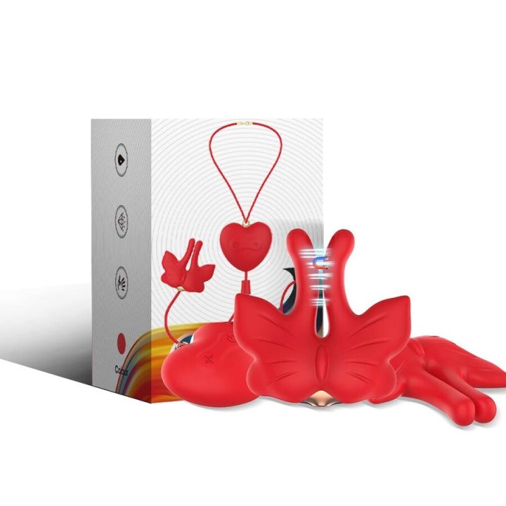 ARMONY - MAGNETIC NIPPLE CLAMPS WITH VIBRATION BUTTERFLY SHAPE RED
