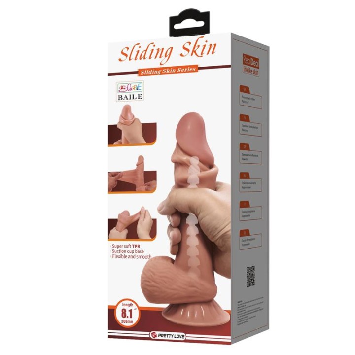Dildo Realista Piel Deslizante Retractil 21.8 cm
