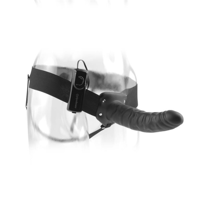 Arnés con Dildo Hueco y Vibración 8 Negro