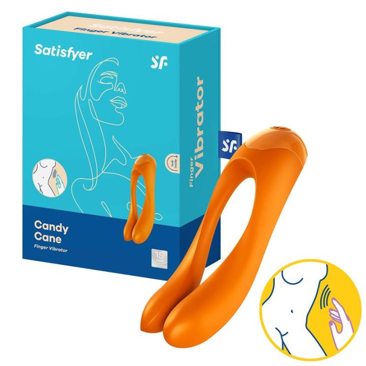 SATISFYER - CANDY CANE FINGER VIBRATOR ORANGE