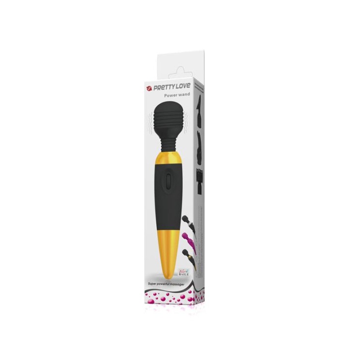 Massajador Pretty Love Power Wand Preto e Dourado