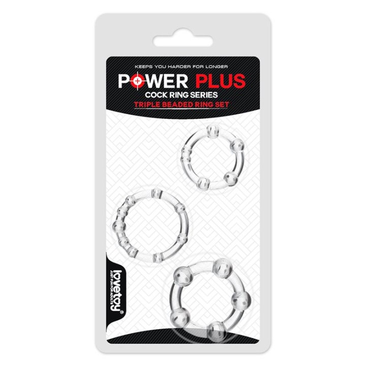 Pack de 3 Anéis para Pénis Power Plus Triplo Transparentes