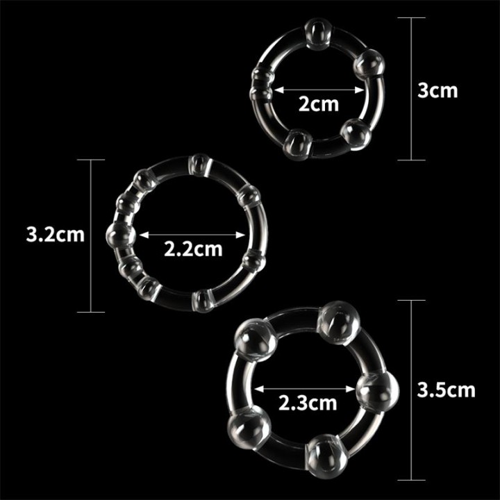 Pack de 3 Anéis para Pénis Power Plus Triplo Transparentes