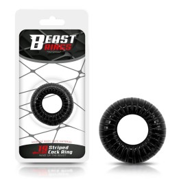 Anel Peniano Striped Super Flexível e Resistente 1.9 cm Preto