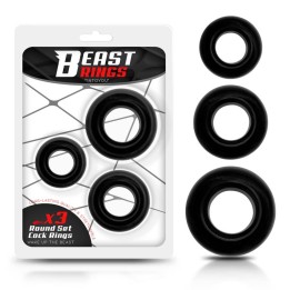 Conjunto 3 Anéis para Pénis Flexíveis Negros