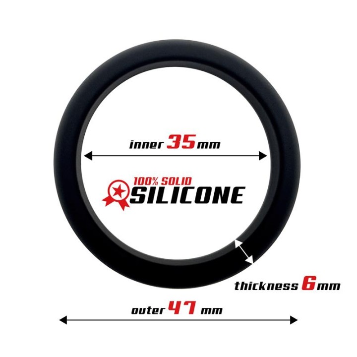 Anel Peniano Forma Plana Silicone Sólido 3.5 cm Preto