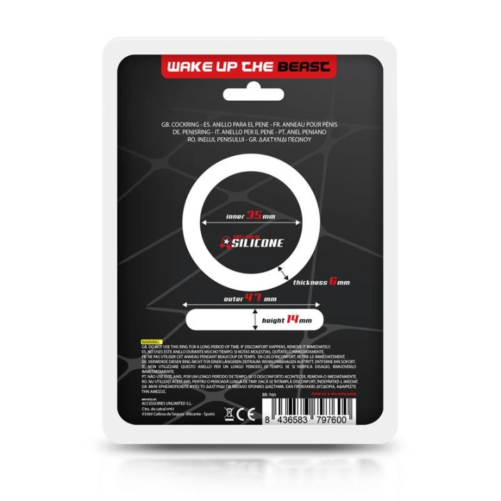 Anel Peniano Forma Plana Silicone Sólido 3.5 cm Preto