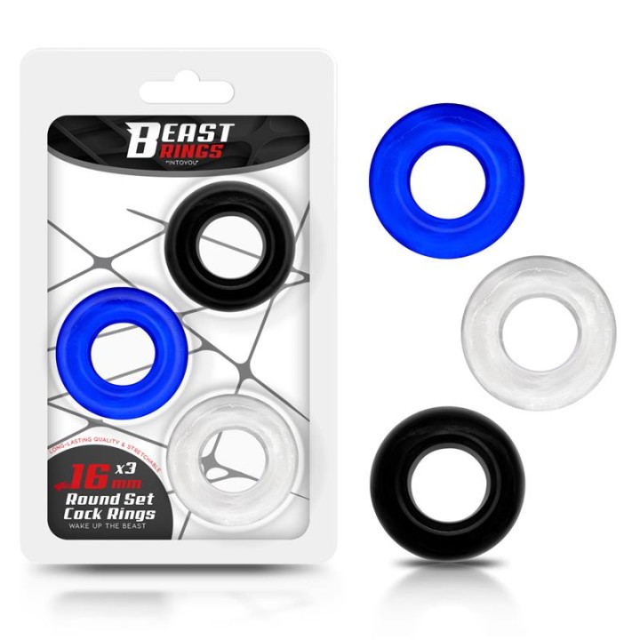 Conjunto de 3 Anéis Penianos 3 Cores 1.6 cm