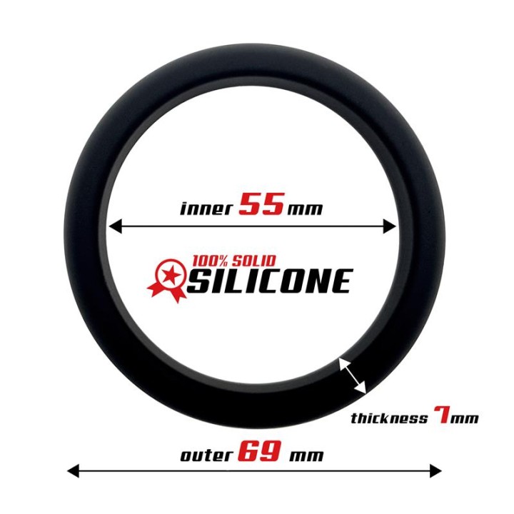 Anel Peniano em Silicone Sólido 5.5 cm Preto