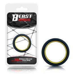 Anel Peniano 100% Silicone Sólido 3.6 cm Amarelo e Preto