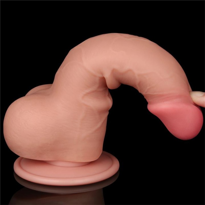 Dildo Dupla Camada Pele Deslizante Retrátil 7.5