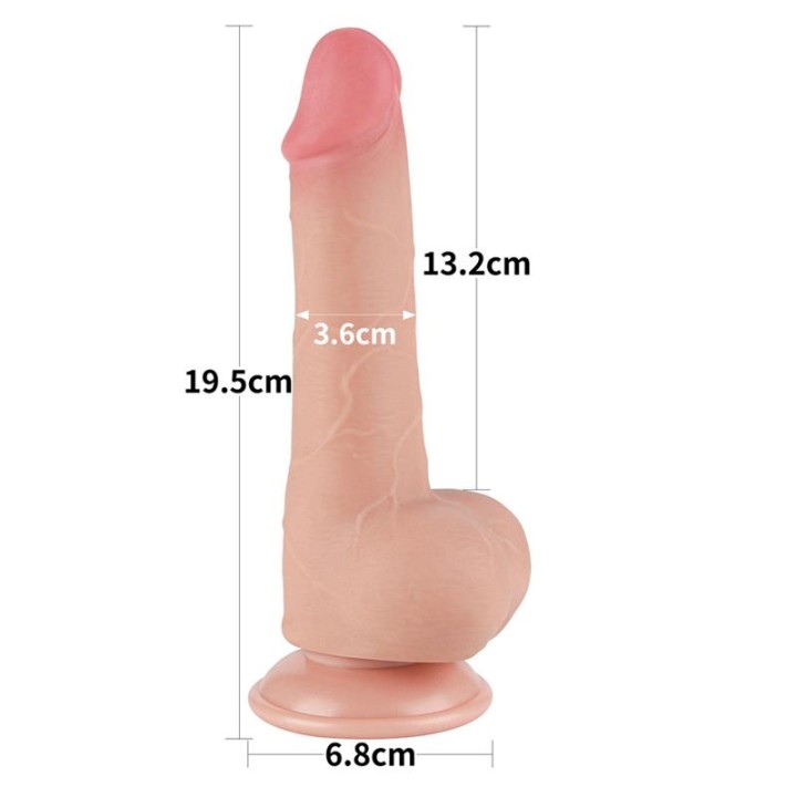 Dildo Dupla Camada Pele Deslizante Retrátil 7.5