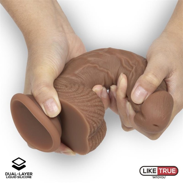 Dildo Realista Silicone Líquido Dupla Camada 8.25 Bronzeado