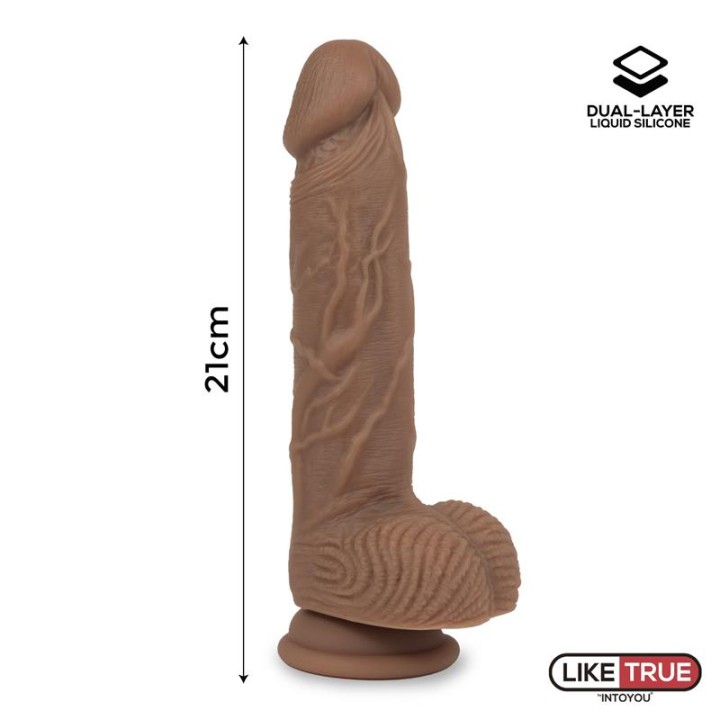 Dildo Realista Silicone Líquido Dupla Camada 8.25 Bronzeado