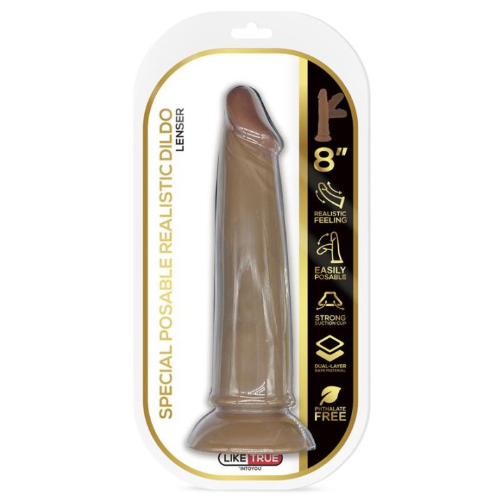Dildo Realista Articulável Lenser 8" Castanho