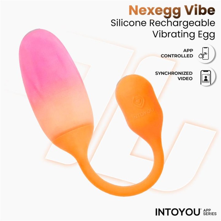 NexEgg Huevo Vibrador Silicone Dupla Camada App Laranja/Rosa
