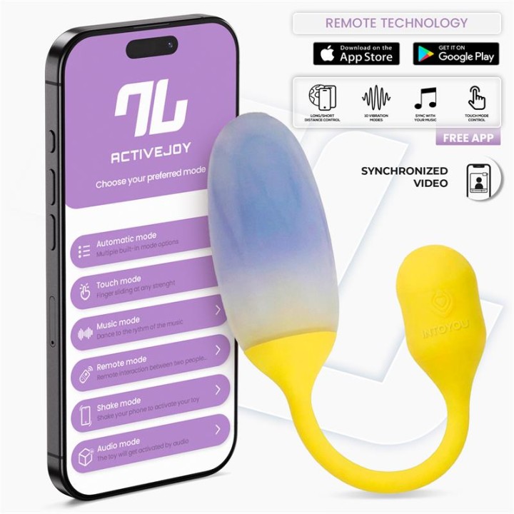 Ovo Vibratório NexEgg Dupla Camada Silicone App Amarelo/Roxo