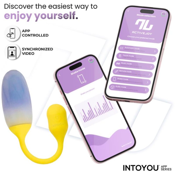 Ovo Vibratório NexEgg Dupla Camada Silicone App Amarelo/Roxo