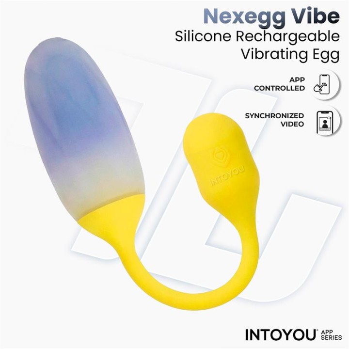 Ovo Vibratório NexEgg Dupla Camada Silicone App Amarelo/Roxo