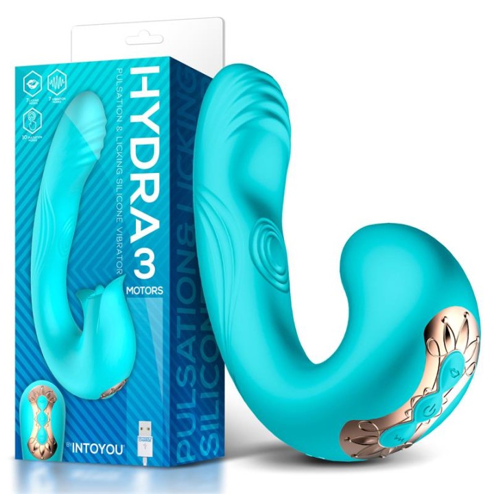 Hydra Vibrador com Pulsação e Língua Estimuladora de Clítoris 3 Motores USB
