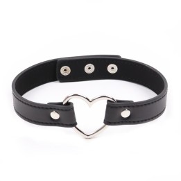 Colar com Argola em Forma de Coração Ajustável 41,5 cm Preto