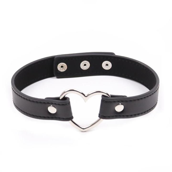 Colar com Argola em Forma de Coração Ajustável 41,5 cm Preto
