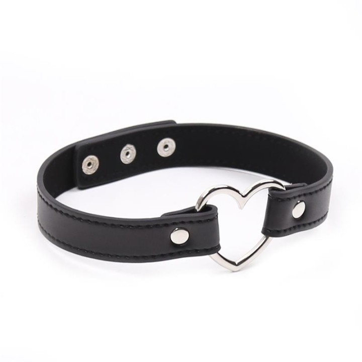Colar com Argola em Forma de Coração Ajustável 41,5 cm Preto