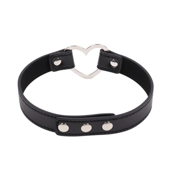 Colar com Argola em Forma de Coração Ajustável 41,5 cm Preto