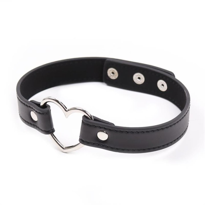 Colar com Argola em Forma de Coração Ajustável 41,5 cm Preto
