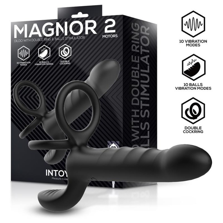 Magnor Dildo com Duplo Anel e Estimulador de Testículos
