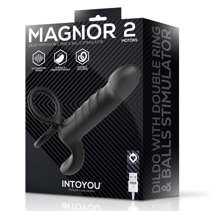 Magnor Dildo com Duplo Anel e Estimulador de Testículos